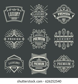 Premium Luxury Logotypes Set. Mono Line Vector Illustration.