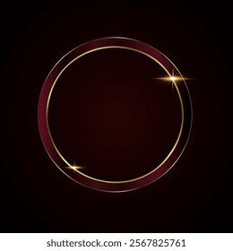 A premium, luxury metal circle frames vector realistic illustration. Glod medal button isolated on black background. enclosed by a shiny gold metallic border.