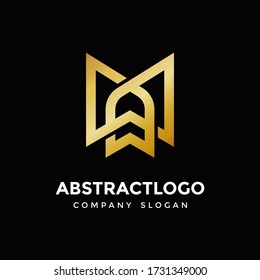 premium luxury MW WM letter logo golden color