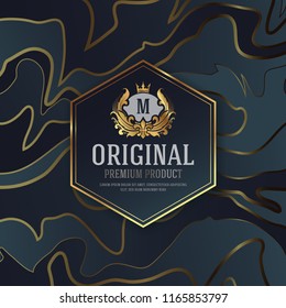 Premium Luxury Packaging Design With Heraldic Emblem Label. Vector Illustration