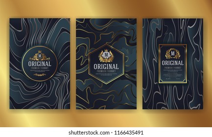 Diseño De Embalaje De Lujo Premium Con Etiqueta Heráldica Emblem. Ilustración vectorial