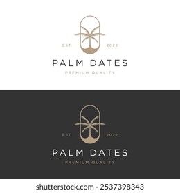 Premium and luxury palm leaf summer tropical therapy botanical logo design.