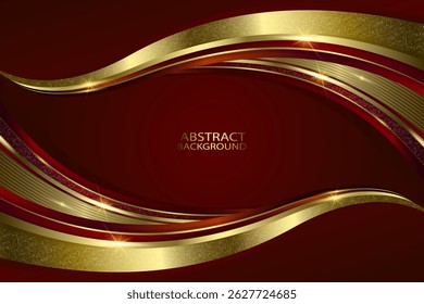 PREMIUM LUXURY RED ABSTRACT BACKGROUND WITH GOLDEN METALIC. LUXURY GRADIENT RED ABSTRACT BACKGROUND WITH GOLDEN METALIC LINES AND SHAPES. GRADIENT GOLDEN LUXURY BACKGROUND VECTOR