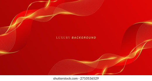Premium luxuriöses rotes Hintergrunddesign mit goldglänzenden Wellenlinien. Design für Auszeichnungen, Banner, Feiern, Chinesisches Neujahr.