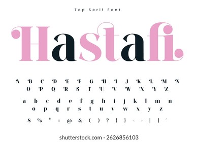 Premium luxury Serif alphabet letters and numbers. Elegant and typography serif font decorative vintage. Creative vector illustration