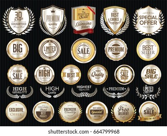 Premium and luxury silver retro badges and labels collection