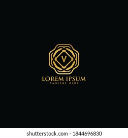 Premium luxury V logo design template elements, Vector vintage letter icon.