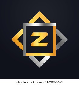 Premium luxury Vector elegant gold and silver font Letter Z Template for company logo with monogram element 3d Design element or icon