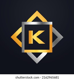 Premium-Luxus Vektor-elegante Gold- und Silber-Schrift Letter K Vorlage für Firmenlogo mit 3d Design-Element oder Symbol