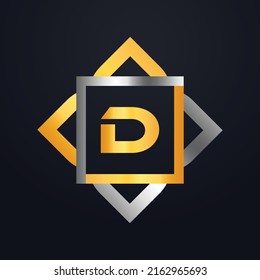 Premium-Luxus Vektor-elegante Gold- und Silber-Schrift Letter D Vorlage für Firmenlogo mit 3d Design-Element oder Symbol