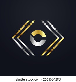 Premium luxury Vector elegant gold and silver font Letter C Template for company logo with monogram element 3d Design element or icon