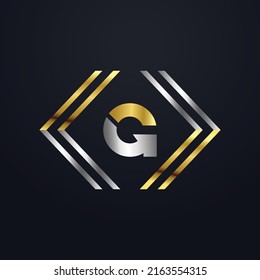 Premium-Luxus-Vektor-elegante Gold- und Silber-Schriftart Letter G Vorlage für Firmenlogo mit 3d-Design-Element oder -Symbol