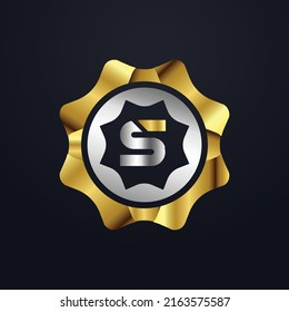 Premium luxury Vector elegant gold and silver font Letter S Template for company logo with monogram element 3d Design 
