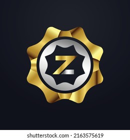 Premium lujoso Vector elegante fuente oro y plata Letra Z Plantilla para el logotipo de la compañía con el elemento monograma 3d Diseño 
