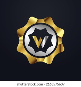 Premium luxury Vector elegant gold and silver font Letter W Template for company logo with monogram element 3d Design 