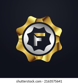 Premium luxury Vector elegant gold and silver font Letter F Template for company logo with monogram element 3d Design 