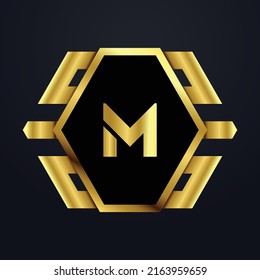 Premium luxury Vector elegant gold and silver font Letter M Template for company logo with monogram element 3d Design 