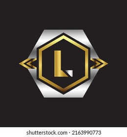 Premium luxury Vector elegant gold and silver font Letter L Template for company logo with monogram element 3d Design 