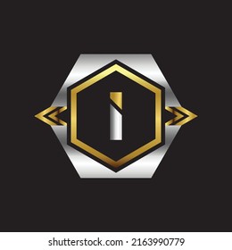 Premium luxury Vector elegant gold and silver font Letter I Template for company logo with monogram element 3d Design 