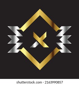 Premium luxury Vector elegant gold and silver font Letter X Template for company logo with monogram element 3d Design 