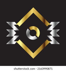 Premium lujoso Vector elegante fuente oro y plata Letra O Plantilla para el logotipo de la empresa con elemento monográfico 3d Diseño 