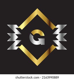Premium lujoso Vector elegante fuente oro y plata Letra G Plantilla para el logotipo de la compañía con el elemento monograma 3d Diseño 