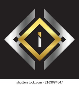 Premium luxury Vector elegant gold and silver font Letter I Template for company logo with monogram element 3d Design 