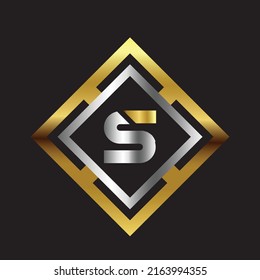 Premium luxury Vector elegant gold and silver font Letter S Template for company logo with monogram element 3d Design 