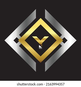 Premium luxury Vector elegant gold and silver font Letter Y Template for company logo with monogram element 3d Design 