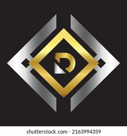 Premium-Luxus Vektor elegante Gold-und Silber-Schriftart Letter D Vorlage für Firmenlogo mit Monogramm Element 3d Design 