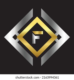 Premium luxury Vector elegant gold and silver font Letter F Template for company logo with monogram element 3d Design 