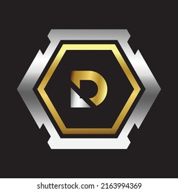 Premium lujoso Vector elegante fuente oro y plata Letra D Plantilla para el logotipo de la empresa con elemento monográfico 3d Diseño 