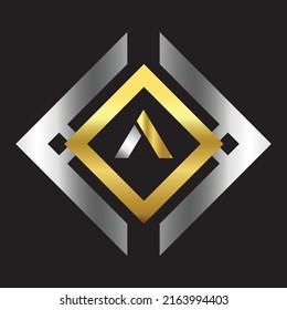 Premium luxury Vector elegant gold and silver font Letter A Template for company logo with monogram element 3d Design 