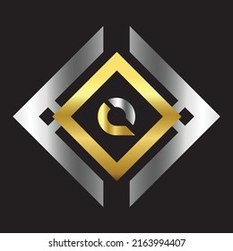 Premium luxury Vector elegant gold and silver font Letter Q Template for company logo with monogram element 3d Design 