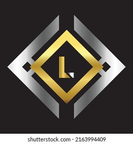 Premium-Luxus Vektor elegante Gold-und Silber-Schriftart Letter L Template für das Firmenlogo mit Monogramm Element 3d Design 