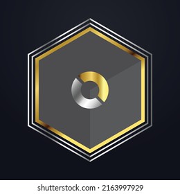 Premium lujoso Vector elegante fuente oro y plata Letra O Plantilla para el logotipo de la empresa con elemento monográfico 3d Diseño 