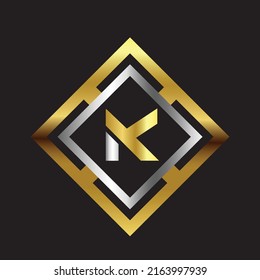 Premium luxury Vector elegant gold and silver font Letter K Template for company logo with monogram element 3d Design 
