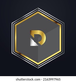 Premium luxury Vector elegant gold and silver font Letter D Template for company logo with monogram element 3d Design 