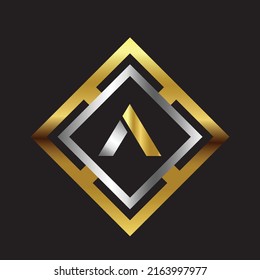 Premium luxury Vector elegant gold and silver font Letter A Template for company logo with monogram element 3d Design 