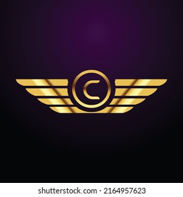 Premium luxury Vector elegant gold and  font Letter C Template for company logo with monogram element 3d Design