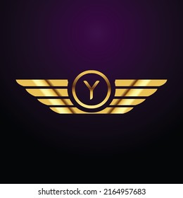 Premium luxury Vector elegant gold and  font Letter Y Template for company logo with monogram element 3d Design