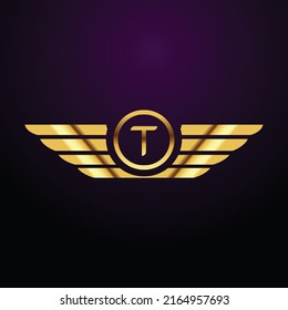 Premium luxury Vector elegant gold and  font Letter T Template for company logo with monogram element 3d Design