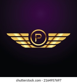 Premium-Luxus Vektor-elegante Gold und Schrift Letter P Vorlage für Firmenlogo mit Monogramm-Element 3d Design