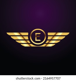 Premium luxury Vector elegant gold and  font Letter E Template for company logo with monogram element 3d Design