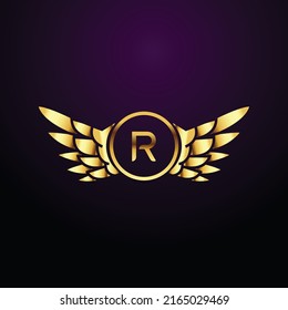 Premium-Luxus Vektor-elegante Gold-und Font-Letter R-Vorlage für Firmenlogo mit Monogramm-Element 3d Design
