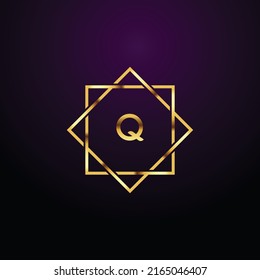 Premium luxury Vector elegant gold and  font Letter Q Template for company logo with monogram element 3d Design
