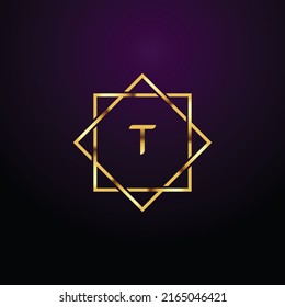 Premium luxury Vector elegant gold and  font Letter T Template for company logo with monogram element 3d Design