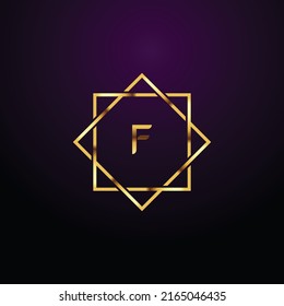 Premium lujo Vector elegante oro y letra Letra F Plantilla para el logotipo de la empresa con elemento monográfico 3d Diseño