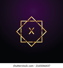 Premium luxury Vector elegant gold and  font Letter X Template for company logo with monogram element 3d Design