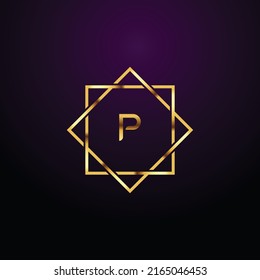 Premium-Luxus Vektor-elegante Gold und Schrift Letter P Vorlage für Firmenlogo mit Monogramm-Element 3d Design